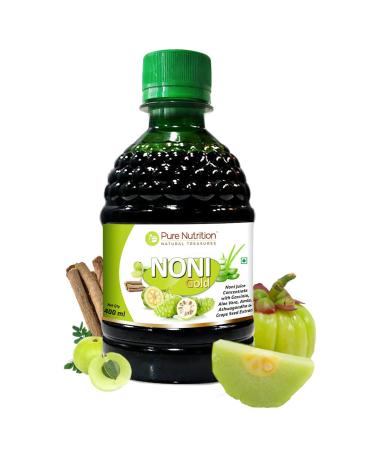 Pure Nutrition Noni Gold Noni Juice Concentrate with Garcinia, Aloe Vera, Amla, Ashwagandha and grape seed Extract- 400ml - Buy Online on GoSupps.com
