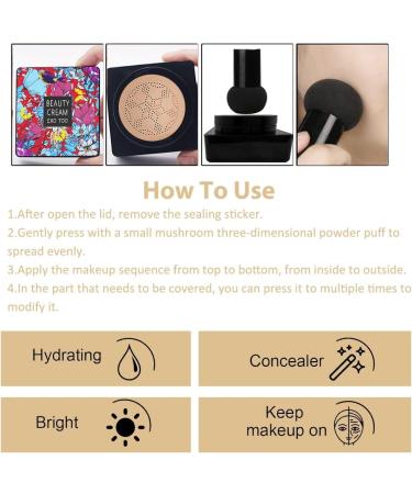 WAWJ CC Mushroom Head Beauty Cream CC Air Cushion Cream Moisturizing Foundation Brightening Foundation Women's Liquid Pigment - Buy Online on GoSupps.com