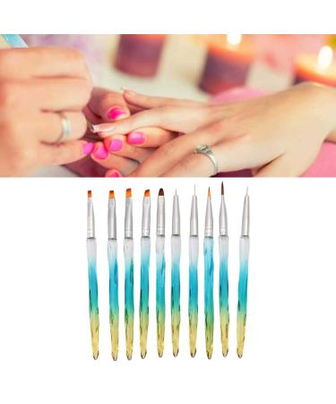 10pcs Nail Art Liner Brush Set - Professional Acrylic Gel Nail Painting & Dotting Tools - Gradient Blue Design - Buy Online on GoSupps.com
