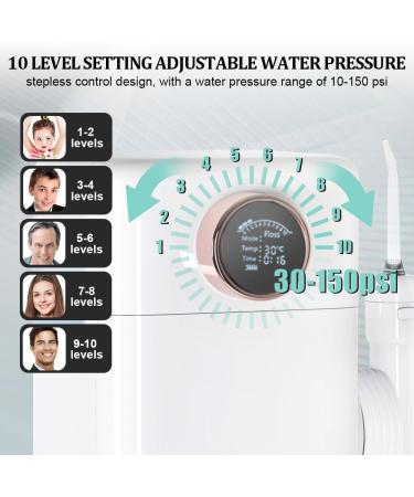 Water Dental Flosser & Teeth Cleaner - 2 Jet Tips 10 Pressure Levels 900ML Oral Irrigator for Family - White - Buy Online on GoSupps.com