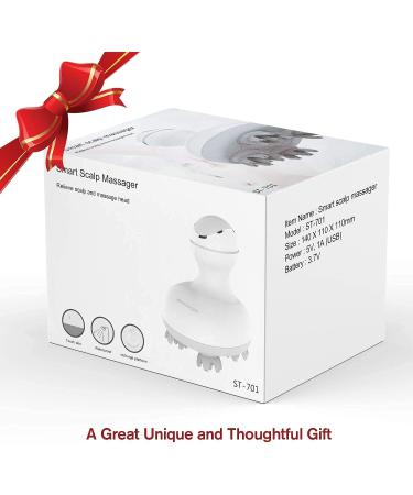 Latme Electric Scalp Massager - 4 Replacement Heads Portable Stress Relief & Head Scratcher - Perfect Gift for Muscles & Relaxation (White-Dark Gray) - Buy Online on GoSupps.com