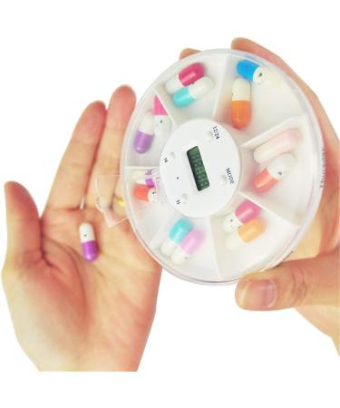 Songlela Electronic Pill Box Timer with 5 Timer Reminder Alarm and 7 Compartments Portable Essential Medication Time Display Reminder Case Organizer - Idea for Personal Care and Daily Use #3 - Buy Online on GoSupps.com