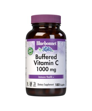 Bluebonnet Nutrition Buffered Vitamin C1000 mg Caplets Buffered Calcium Ascorbate for Immune Health Soy Free Gluten Free NonGMO Kosher Dairy Free Vegan Caplets White Citrus 180 Count 180 Count (Pack of 1)