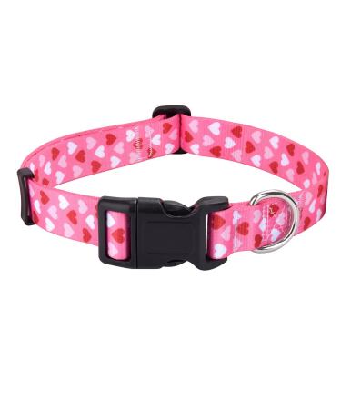 Mihqy Valentine's Day dog collar-adjustable cardiac dog collar-love motif-perfect for small medium-sized and large dogs (heart XS) XS (neck circumference 20-30 cm width 1.5 cm)