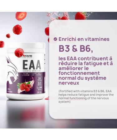 EAA ESSENTIAL AMINO ACIDS - Acides Amin s Essentiels avec CA-HMB L-Tyrosine L-Cyst ine Zinc & Vitamines - Formule nergisante et R duction de la Fatigue - 500g - Saveur Fruits Rouges - Eric Favre - Buy Online on GoSupps.com