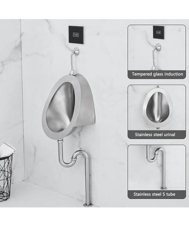 304 Stainless Steel urinals Induction Wall-Mounted Drainage Public Toilet urinals Square Wall-Mounted Men's urinals Bathroom Accessories for Homes Hotels Schools - Buy Online on GoSupps.com