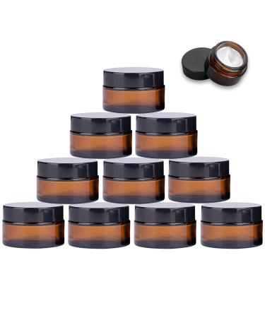 SUQURTOM 10 pieces 30ml amber cosmetic glass glass of cream refillable container brown glass container for cosmetics creams lotions essential oils 10x30ml style a