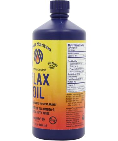 Omega Nutrition Flax Seed Oil 32oz: Cold-Pressed Pure Flaxseed Oil - Buy Online on GoSupps.com