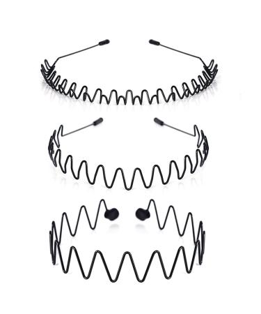 Metal Headband Sports Hair Bands for Men Black Fashion Non-slip Hair Hoop Outdoor Sports Weddings Daily Wear(3pcs) 3pcs-S3