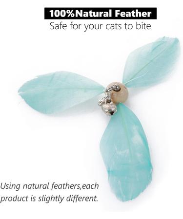 Cobee Interactive Cat Toys - Refillable Feather Propeller Rods with Bells | Perfect for Indoor Cats - Blue & Pink - Buy Online on GoSupps.com