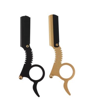 Minkissy 2st old razor razor made of metal hairdresser shaving razor ergonomic hairdresser ergonomic bartschneider double ring electrical blade Miss -free steel