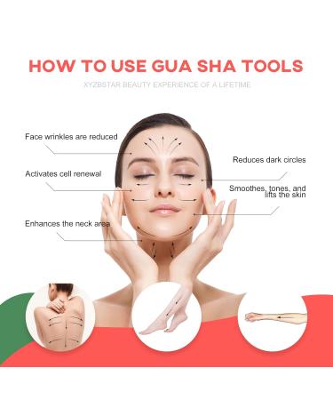 XYZBSTAR Gua Sha Facial Tools Set - Rose Quartz & Jade Stone Scraping Tool for Face, Neck, Eyes, and Body - Pack of 3 (Pink) - Buy Online on GoSupps.com