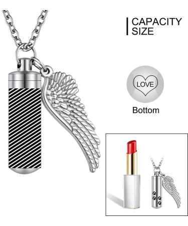 Cylinder Cremation Necklace for Pet Ashes Urn Necklace with Angel Wing Pet Paw Ashes Necklace for Dog/Cat Pet Memorial Keepsake Jewelry Silver-M - Buy Online on GoSupps.com