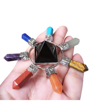 Lovionus89 Crystals and Healing Stones 7 Reiki Crystal Points Pyramid Energy Generator Chakra Stones Decoration Black Agate
