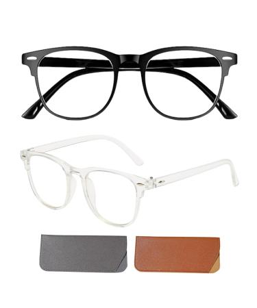 Supoetry 2 pieces of anti -blue light glasses blue light glasses glasses blue light filter 2 pieces of leather glasses case effective protection of the eyes and relief in fatigue