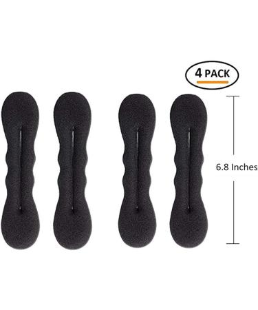 Hair Bun Maker Tool Kit Accessories 4 Pack Magic Bun Wraps Hair Styling Donut Twisters Roll Clip Holder For Women Ladies Girls Black (Small) - Buy Online on GoSupps.com