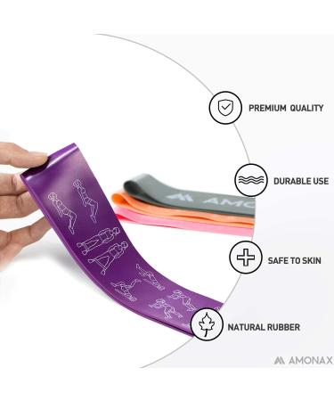 Amonax Resistance Bands Set for Legs, Glutes & Arms - Yoga Pilates Mini Loop Bands for Women and Men - Home Gym Exercise Fitness - Therapy Stretch Bands - Pink+Orange+Purple+Grey - Buy Online on GoSupps.com
