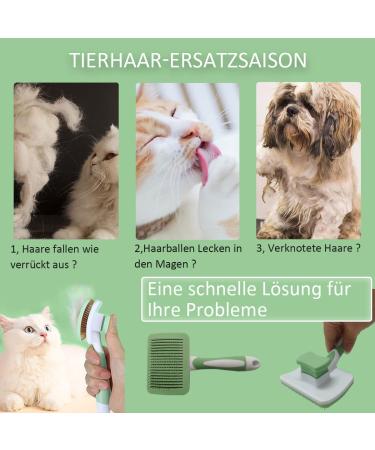 Self-Cleaning Cat Brush & Pet Brush - Gentle Undercoat Removal for All Fur Types (Green) - Buy Online on GoSupps.com