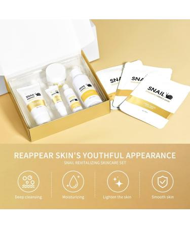 6pcs Snail Essence Skin Care Kit with Cleansing Gel Toner Eye Cream Serum Essence Cream and Face Mask Korean Skin Care Set Moisturizing & Nourishing Minimizes the Look of Wrinkles - Buy Online on GoSupps.com