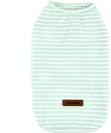 Zunea Striped Dog Shirt for Small Dogs & Cats - Soft Cotton Summer Vest & Tank Top - Green Size M - Buy Online on GoSupps.com