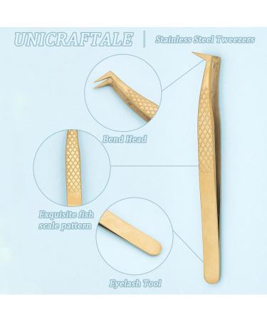 Unicraftale Gold Stainless Steel Eyelash Extension Tweezers Precision Curved Angled Tools (2-Pack) - Buy Online on GoSupps.com