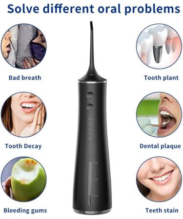 Buy Cordless Water Flosser - USB Rechargeable Portable Oral Irrigator 4 Modes Black | Professional Dental Flosser for Healthy Teeth - Buy Online on GoSupps.com