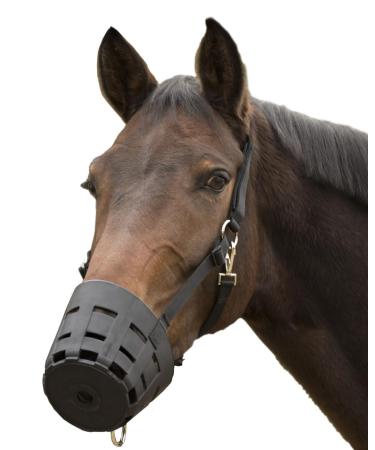 AMKA Waldhausen muzzle Easyclean food brake for eating black warmblood