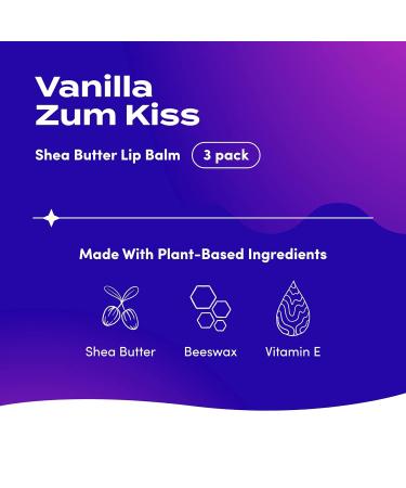 Zum Vanilla Kiss Stick (Pack of 3) - Organic Lip Balm with Sunflower Seed Oil, Shea Butter, and Vitamin E 0.15 oz - Buy Online on GoSupps.com