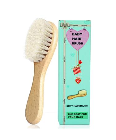 Molylove Baby Hair Brush with Wooden Handle and Super Soft Goat Bristles for Newborns & Toddlers