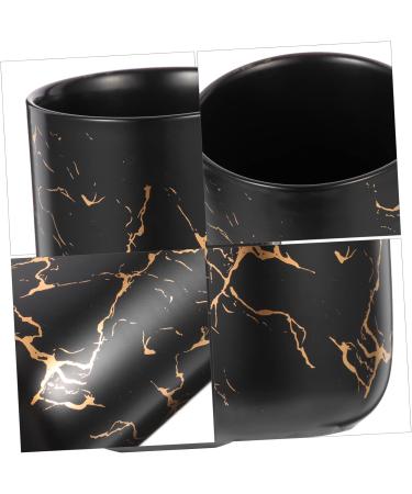 Garneck 4-Piece Black Porcelain Drinkware Set - Stylish Brush & Cup Storage for Home Washbasin & Worktop | 11x7.7cm - Buy Online on GoSupps.com