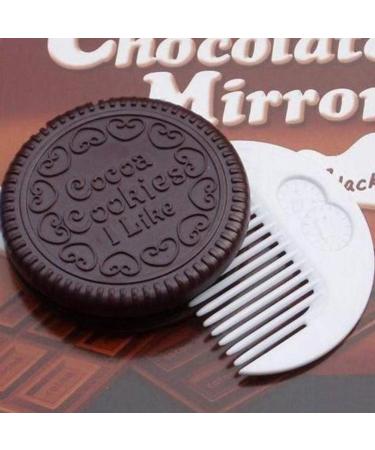 Lurrose 7PCS Chocolate Cookies Compact Cosmetic Mirror Set - Mini Hand Mirror with Comb for Purses and Travel - Buy Online on GoSupps.com