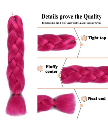 24 Inch WOME Jumbo Braiding Hair Extension - 3pcs Rosy Synthetic Crochet Braids - 100gpc - Buy Online on GoSupps.com