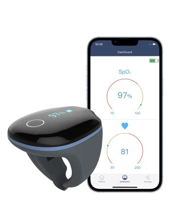 Wellue Wearable Pulse Oximeter - Rechargeable O2ring Bluetooth Oxygen Saturation Monitor, Continuous recording of Oxygen Level and Pulse Rate with Free APP