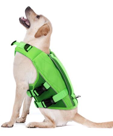 Convinit Life Jacket for Dogs - Adjustable Dog Vest with Grip & Reflectors for Boating Swimming & Surfing - Suitable for Small Medium & Large Dogs - L Green - Buy Online on GoSupps.com