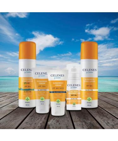 Celenes by Sweden Herbal Sun Protection Spray SPF50+ Organic and Mineral Protection for All Skin Types 150 ml Waterproof Parabens or Alcohol Free - Buy Online on GoSupps.com