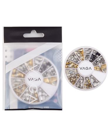 VAGA Professional 3D Nail Art Decorations - Gold and Silver Metal Studs in 12 Shapes - Buy Online on GoSupps.com
