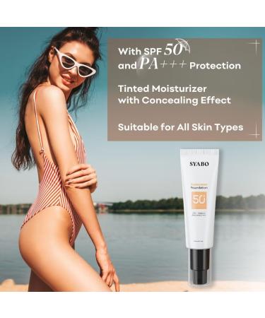 Tinted Sunscreen for Face - SPF 50 Hydrating Sun Essence | Lightweight Travel Size | UVA/UVB Protection (Beige 50ml - Buy Online on GoSupps.com