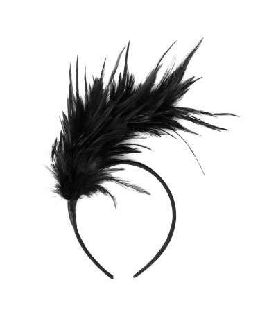 MWoot 20s headband feather hair band wedding headgear 1920s fascinator feather headband headpiece for cocktail wedding vintage tea party (black) - Buy Online on GoSupps.com