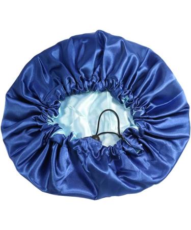 2 Pcs Wide Band Satin Hair Bonnet for Sleeping - Soft Night Sleep Hat for Curly Hair Protection in Blue - Buy Online on GoSupps.com