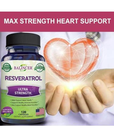 Resveratrol 1000mg (120 Capsules) Anti-Aging Antioxidants Brain Heart Skin & Joint Support - Buy Online on GoSupps.com