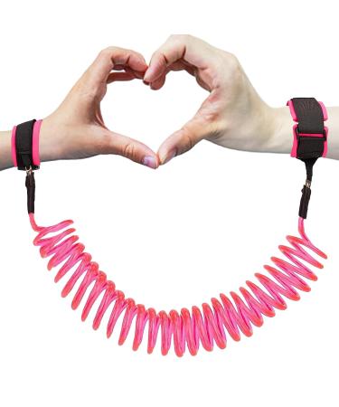 1.5M Toddler Leash Toddler Wrist Strap for Walking 360 Rotating Wrist Reins Wrist Straps for Children Wrist Reins for Toddlers Anti Lost Wrist Link Toddler Elastic Wire Cord for Kids (Pink) Rose Red