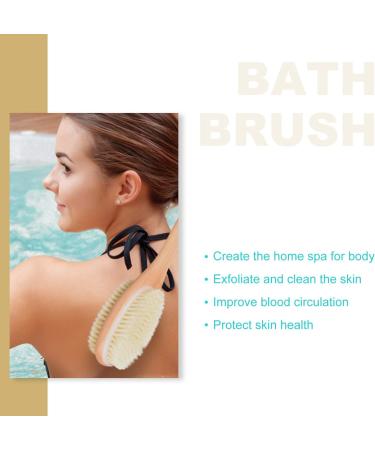 Long Wooden Handle Back Brush - Dual Bristles Body Shower Brush for Exfoliation & Skin Peeling | Wet/Dry Use - Buy Online on GoSupps.com