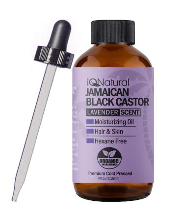 IQ Natural Jamaican Black Castor Oil for Hair Growth and Skin Conditioning  100% Pure Cold Pressed  Scalp  Nail and Hair Oil - (Lavender Scented) (4oz)