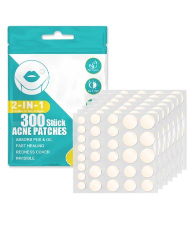 300 pieces pimple patches acne patch invisible natural hydrocolloid acne patches with tea tree oil and salicylic acid day and night 2-in-1 waterproof absorption pimple patch 300 pcs - Buy Online on GoSupps.com