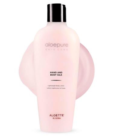 Aloette Hand & Body Silk Lotion - Lightweight & Gentle Moisturizer Body Lotion for Women & Men - Floral Scent Hydrating Skin Care Lotion with Aloe Vera Extract for Soft & Smooth Skin - 8 Fl Oz