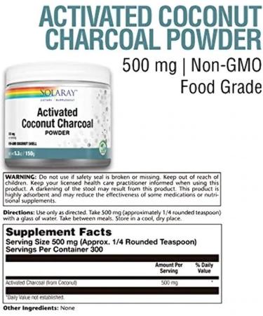Solaray Coconut Shell Activated Vegetable Charcoal 150g Vegan - Buy Online on GoSupps.com