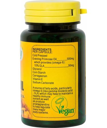 Veganicity Evening Primrose Oil 500mg (10% GLA) | Omega-6 Plant Supplement | 90 Vegan Capsules in 99% Recycled Pot - Buy Online on GoSupps.com