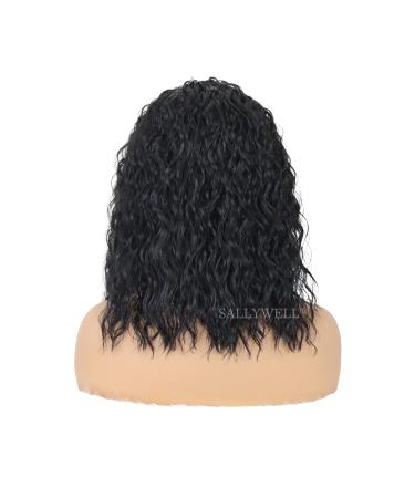 SALLYWELL 14 Inch Lace Front Wave Synthetic Wig | Heat Resistant Short Bob Wig with Baby Hair | JSGLC-Black - Buy Online on GoSupps.com
