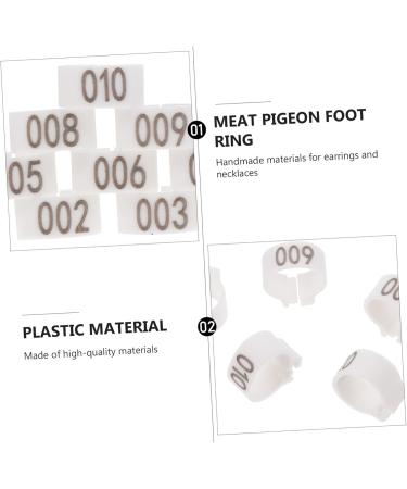 CORHAD 100 Pcs Pigeon Anklet Pigeons Identification Ring Duck Leg Number Plastic White Products 1.3X1.3CM White - Buy Online on GoSupps.com