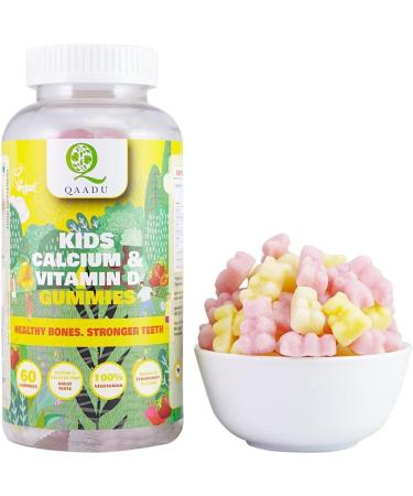 Kids Calcium & Vitamin D Gummy | 60 Gummies | Vegan Mango & Strawberry Flavor | Strong Bones & Teeth | Growth Support - Buy Online on GoSupps.com
